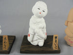 Load image into Gallery viewer, Japanese Hakata Dolls Mini Geisha Figurines 2 Stands Bisque 3 pcs Original decal
