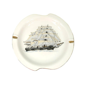 Wall Decor or Ashtray Mid-Century Schooner Sailing Ship Porcelain Collectible