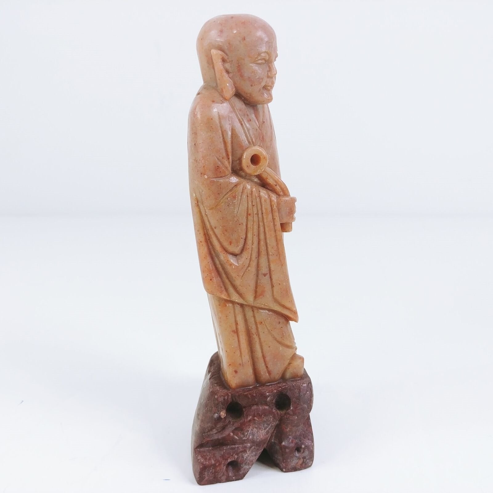 Asian Carved Soapstone Monk Standing Figurine on Base