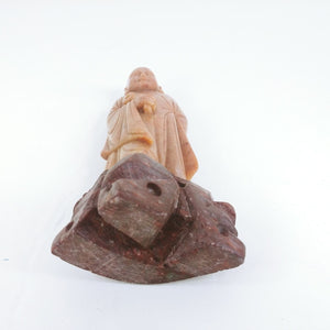 Asian Carved Soapstone Monk Standing Figurine on Base