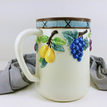Load image into Gallery viewer, Mikasa Garden Harvest Majolica Raised Embossed Ceramic Pitcher 64 oz
