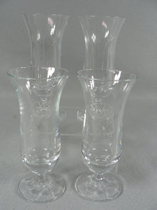 Juice Glasses Clear Tulip Shape on 8 Paneled Short Stem Base