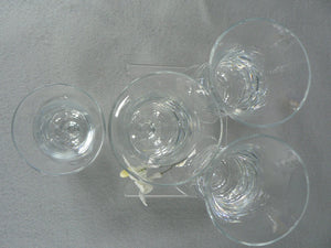 Juice Glasses Clear Tulip Shape on 8 Paneled Short Stem Base