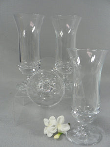 Juice Glasses Clear Tulip Shape on 8 Paneled Short Stem Base