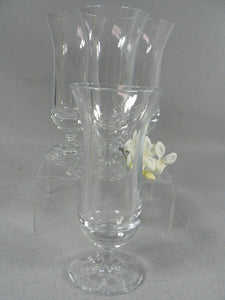 Juice Glasses Clear Tulip Shape on 8 Paneled Short Stem Base