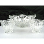 Load image into Gallery viewer, Crystal Bowls Serving Condiment Chip &amp; Dip Oval  3 pc set Scrolled Design
