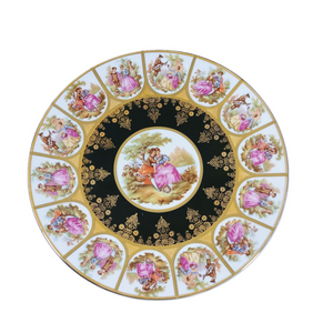 Decorative Plate Fragonard Love Story Plate Courting Couple Gold Trim Bavaria  10.5"