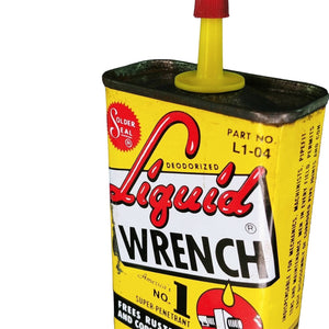Vintage Oil Can Liquid Wrench Lubricant 1950s 4 Oz Tin with Original Red Tip Cap