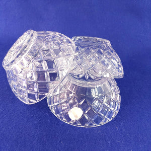 Lenox Bowl Crystal Diamond Criss Cross 5" Dia Original Decal Vintage Set of 3