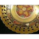 Load image into Gallery viewer, Brass Dish Bowl Floral Cut Through Reticulated Laced border Hand Tooled
