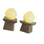 Load image into Gallery viewer, Candle Holders Asian Pagoda Style Ceramic with Custom Round Crackle Candles Set of 2
