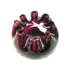 Load image into Gallery viewer, Ruby red vase folded rim glass orb. Floral design etched through to clear
