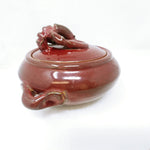 Load image into Gallery viewer, Bowl Serving Bowl Lobster Lid Glazed Pottery Burgundy Vintage Kitchen Decor
