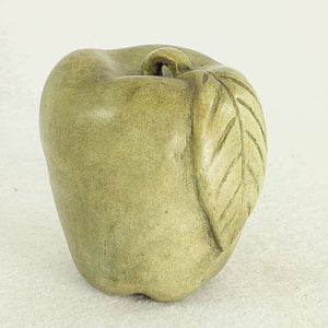 Faux Apple and Leaf Fruit Sage Green Ceramic Vintage Kitchen Home Decor 4"