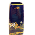 Load image into Gallery viewer, Vase 4 Sided Birds Floral Blue Cobalt Ceramic Asian Home Decor 9.75&quot;
