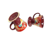 Load image into Gallery viewer, Expresso Cups Mardi Gras Jester Musical Image Signed Linda Frichtel 1999 in Gold
