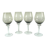 Load image into Gallery viewer, Wine Glass Goblet Smoked Gray Clear Stem Set of 4 Vintage Glassware 10&quot;
