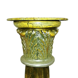 Pillar Candleholder Greek Roman Column Design Crackle Glazing Gold 16"