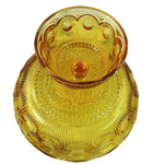 Load image into Gallery viewer, Compote Upcycled Pedestal Serving Bowl Vintage Amber Coin Dot 6.5&quot;

