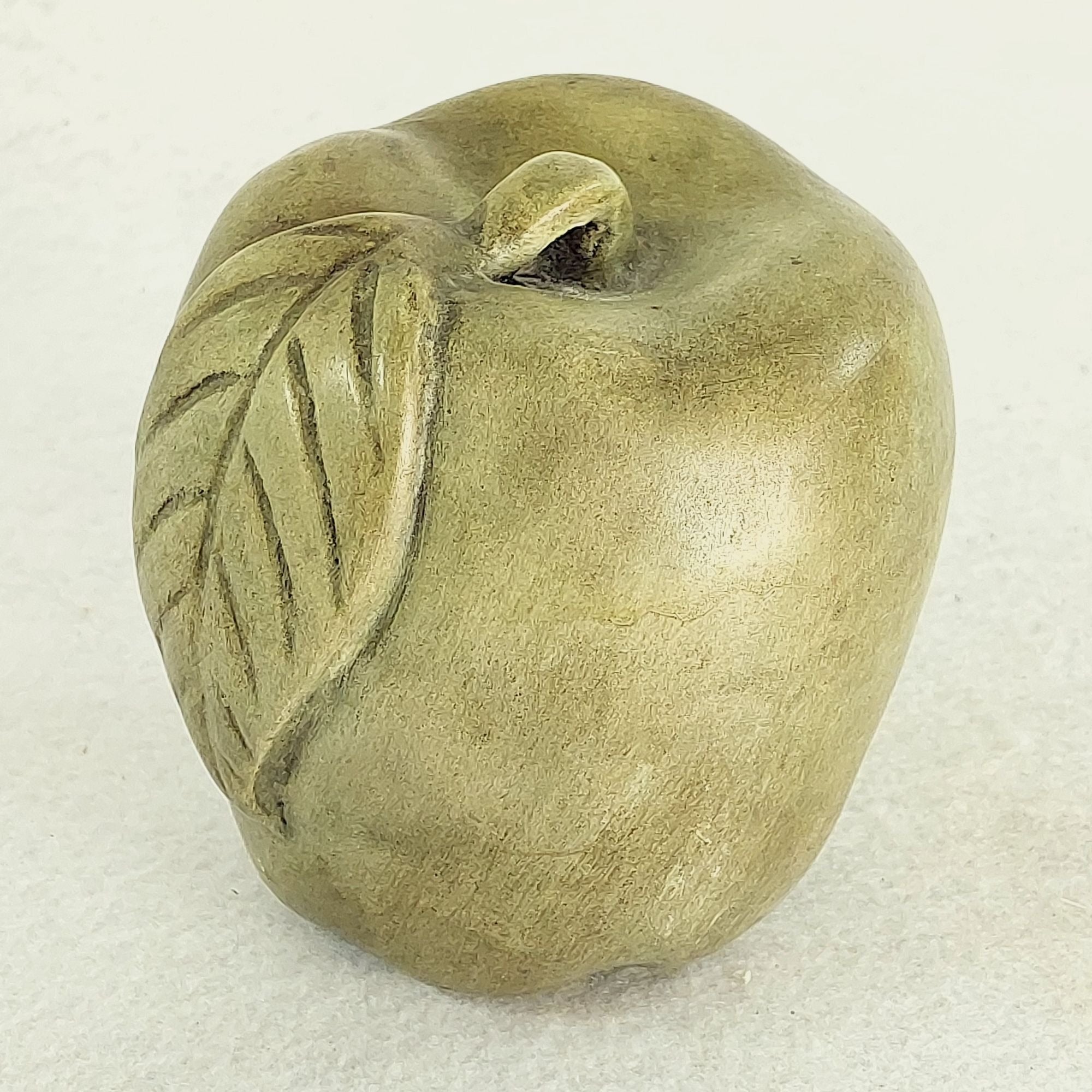 Faux Apple and Leaf Fruit Sage Green Ceramic Vintage Kitchen Home Decor 4"