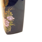 Load image into Gallery viewer, Asian Style Vase Peacock Pink Peonies Cobalt Blue Bright Gold Gilding Vintage 9&quot;
