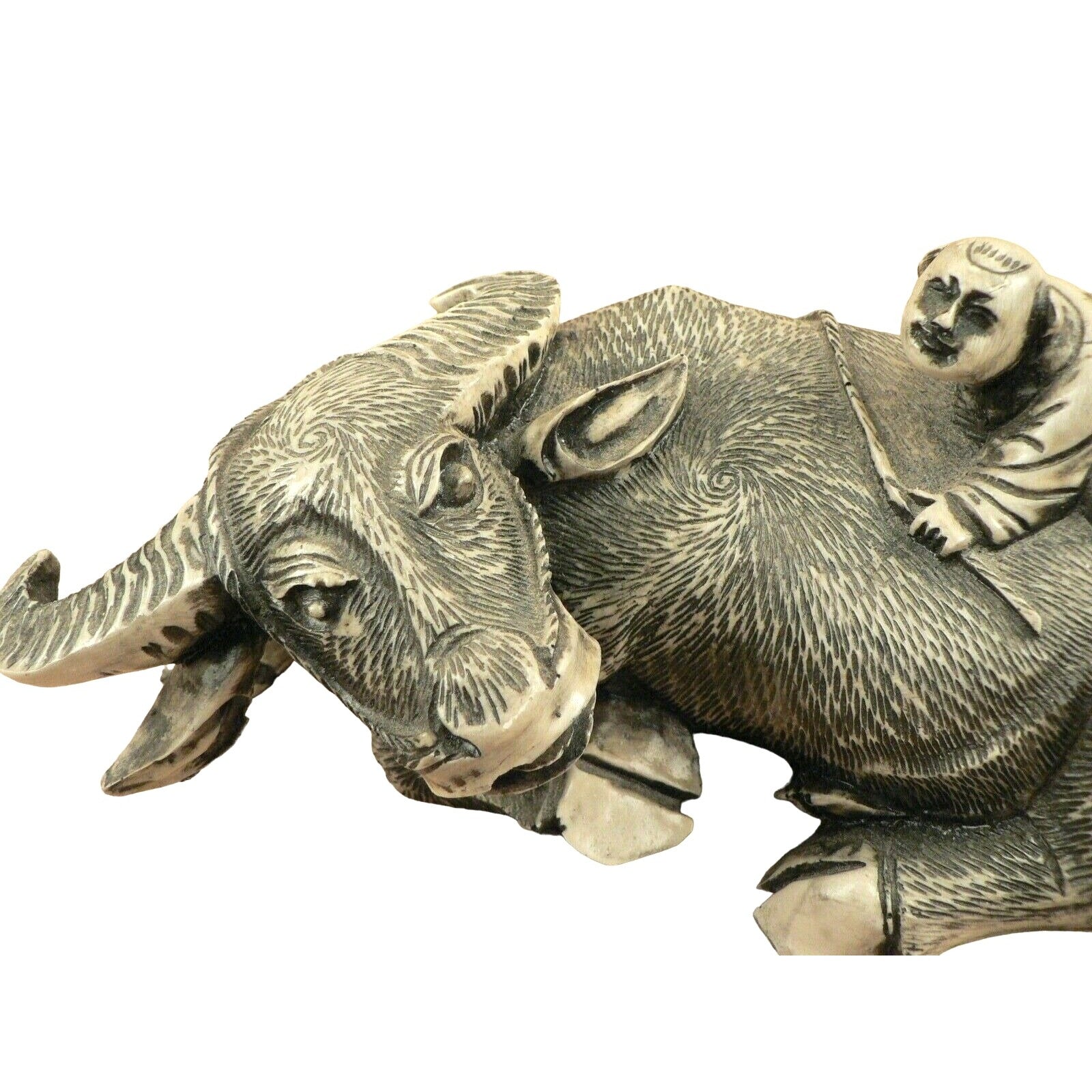 Asian style Oxen man decorative sculpture figurine etched resin