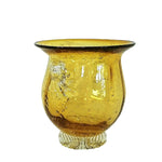 Load image into Gallery viewer, Vase Hand Blown Art Glass Amber Footed with Handles Vintage 5.75&quot;
