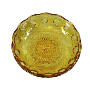 Compote Upcycled Pedestal Serving Bowl Vintage Amber Coin Dot 6.5"