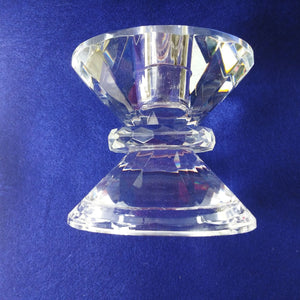 Candleholder Pillar or Taper Faceted Glass Home Decor 3.5" H