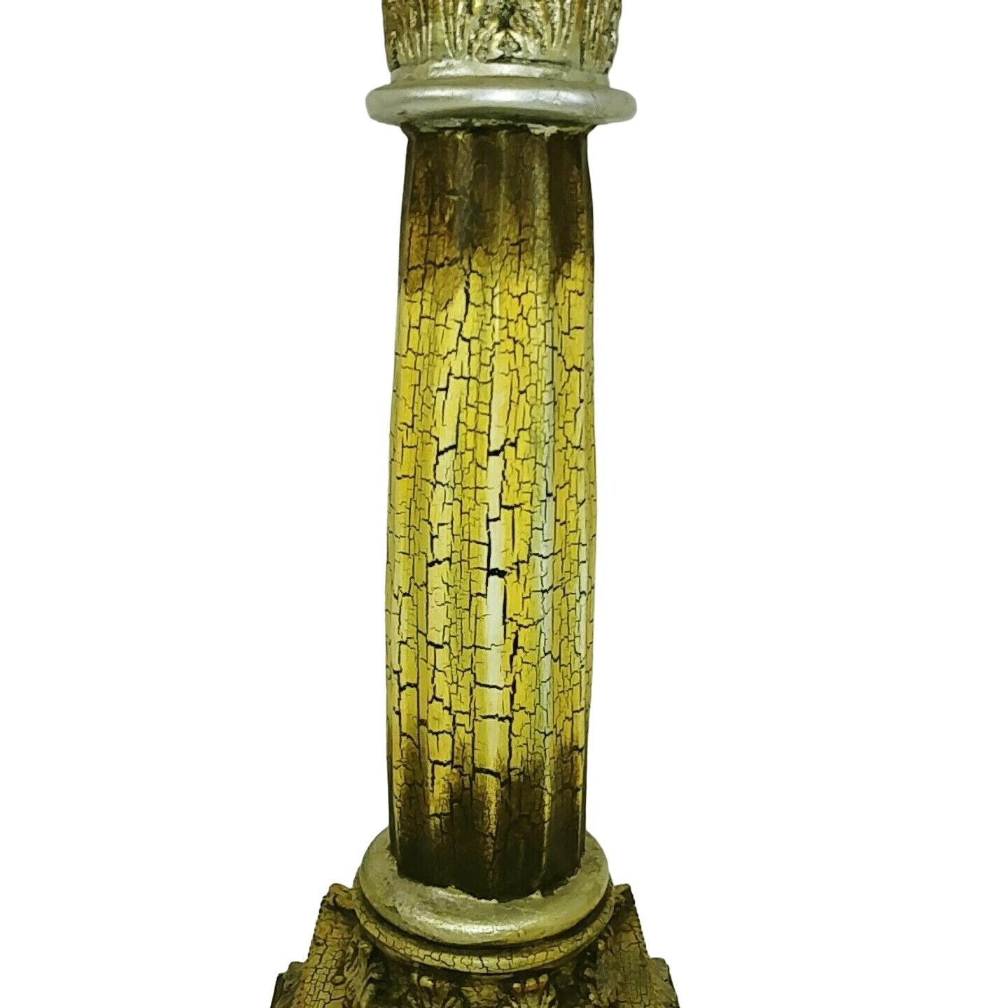 Pillar Candleholder Greek Roman Column Design Crackle Glazing Gold 16"